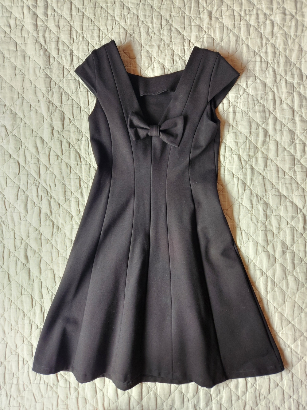 Nora Gardner Black Fit-and-Flare Dress with Back Bow Closure